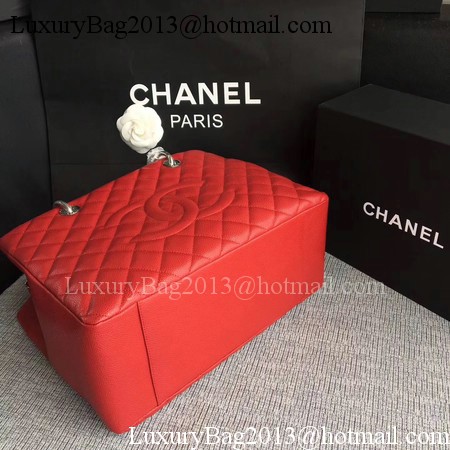 Chanel LE Boy Grand Shopping Tote Bag GST Red Cannage Pattern A50995 Silver