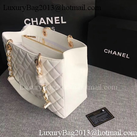 Chanel LE Boy Grand Shopping Tote Bag GST White Cannage Pattern A50995 Gold