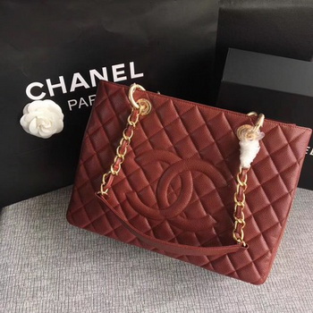 Chanel LE Boy Grand Shopping Tote Bag GST Wine Cannage Pattern A50995 Gold