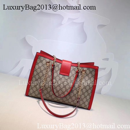 Gucci Padlock GG Supreme Canvas Shoulder Bag 479197 Red