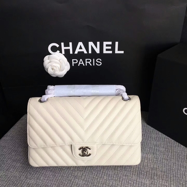 Chanel Flap Shoulder Bags White Original Calfskin Leather CF1112 White