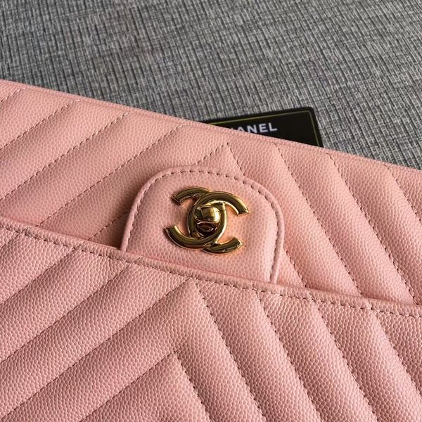 Chanel Flap Shoulder Bags Pink Original Calfskin Leather CF1112 Gold