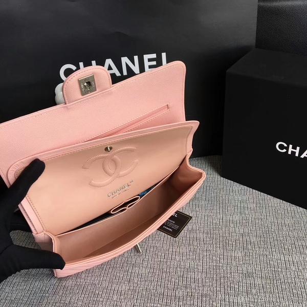 Chanel Flap Shoulder Bags Pink Original Calfskin Leather CF1112 Silver