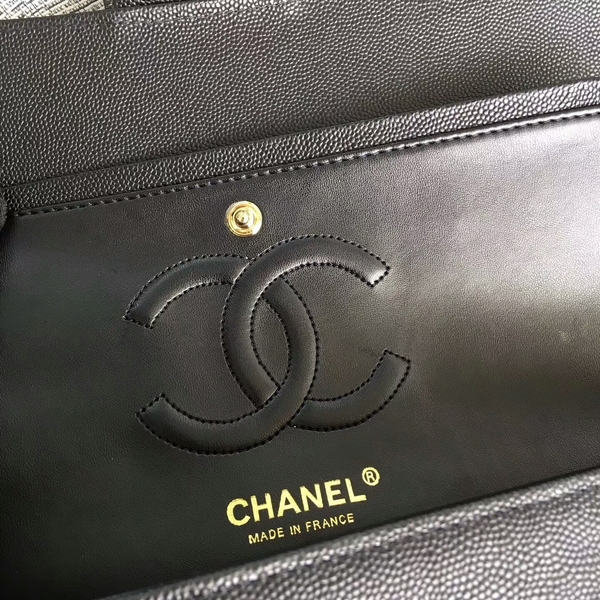 Chanel Flap Shoulder Bags Black Original Calfskin Leather CF1112 Gold