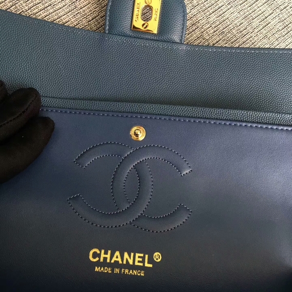 Chanel Flap Shoulder Bags Blue Original Calfskin Leather CF1112 Gold