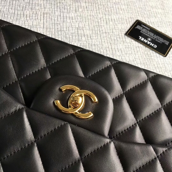 Chanel Flap Shoulder Bags Black Original Lambskin Leather CF1113 Glod