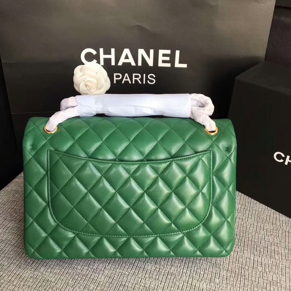 Chanel Flap Shoulder Bags Green Original Lambskin Leather CF1113 Glod