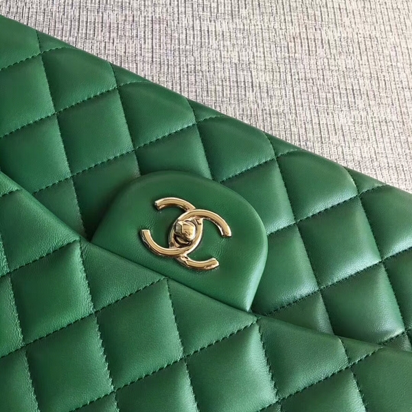 Chanel Flap Shoulder Bags Green Original Lambskin Leather CF1113 Silver