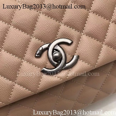 Chanel Classic Red Top Handle Bag Apricot Original Leather A92991 Silver