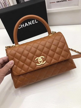 Chanel Classic Top Handle Bag Brown Original Leather A92991 Gold