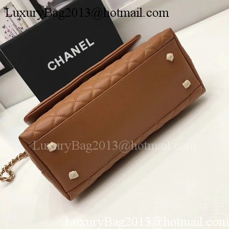 Chanel Classic Top Handle Bag Brown Original Leather A92991 Gold