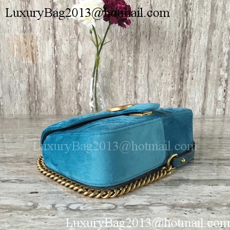 Gucci GG Marmont Chevron Velvet mini Bag 446744 Blue