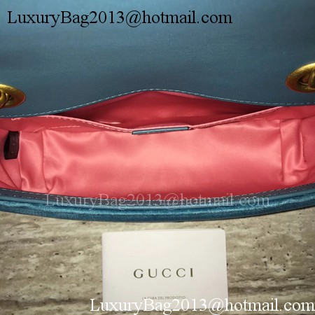 Gucci GG Marmont Chevron Velvet mini Bag 446744 Blue