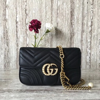 Gucci GG Marmont Matelasse Shoulder Bag 443497 Black