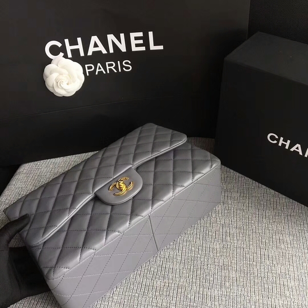 Chanel Flap Shoulder Bags Grey Original Lambskin Leather CF1113 Glod