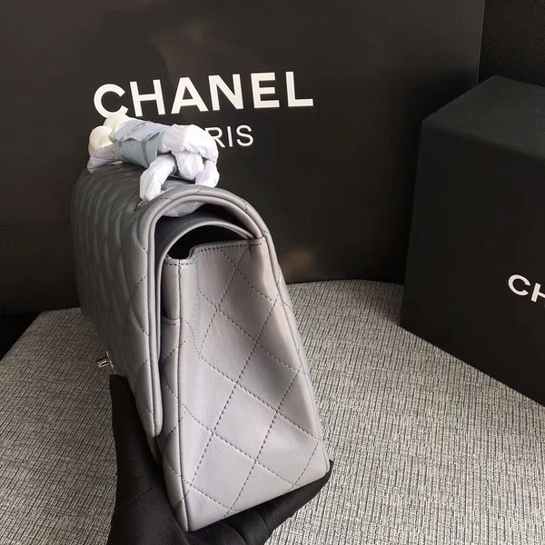 Chanel Flap Shoulder Bags Grey Original Lambskin Leather CF1113 Silver