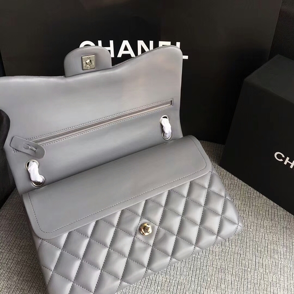 Chanel Flap Shoulder Bags Grey Original Lambskin Leather CF1113 Silver