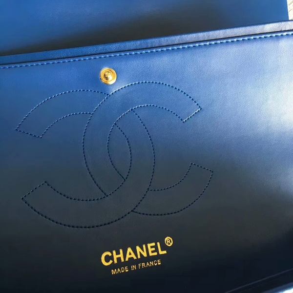 Chanel Flap Shoulder Bags Blue Original Lambskin Leather CF1113 Glod