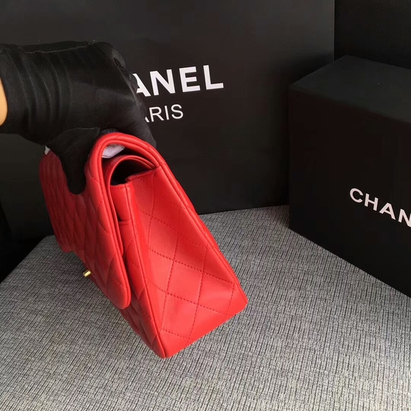 Chanel Flap Shoulder Bags Red Original Lambskin Leather CF1113 Glod