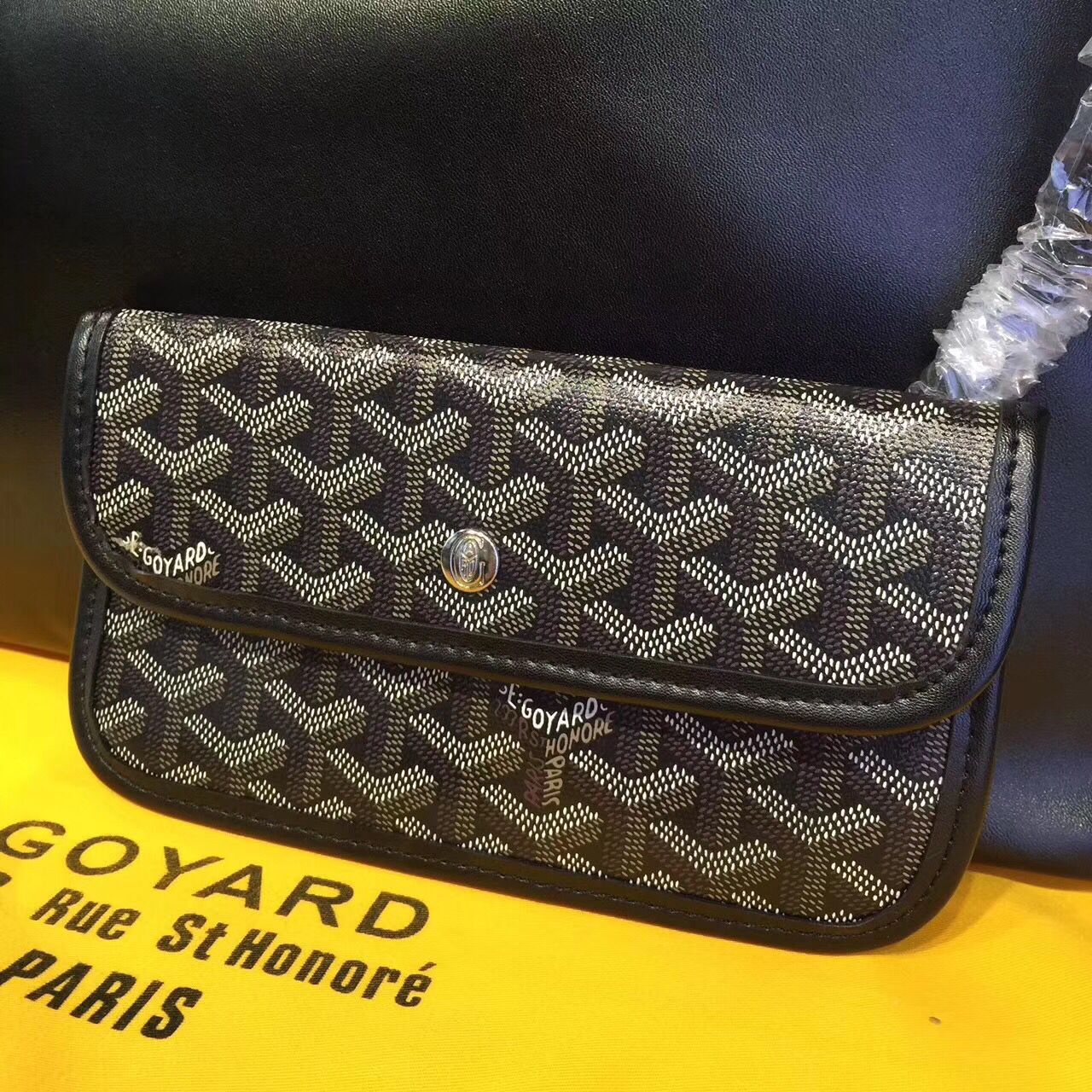 Goyard Y Doodling Calfskin Leather Tote Bag 7901 Black