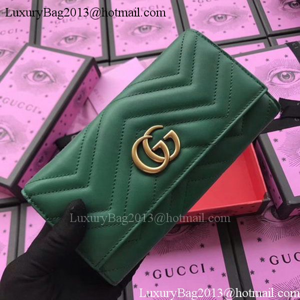 Gucci GG Marmont Continental Wallet 443436 Green