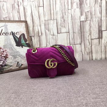 Gucci GG Marmont Embroidered Velvet mini Bag 446744T Purple