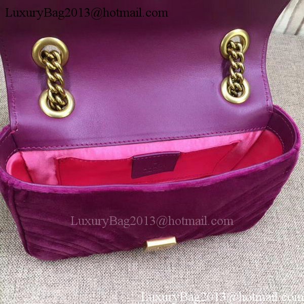 Gucci GG Marmont Embroidered Velvet mini Bag 446744T Purple