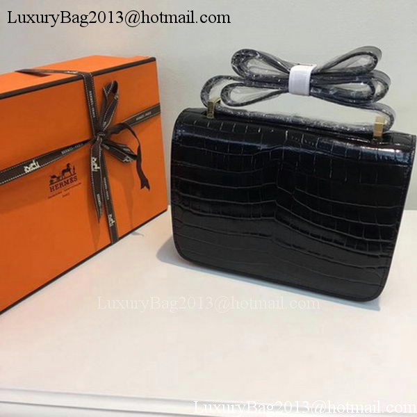 Hermes Constance Bag Croco Leather H9978C Black