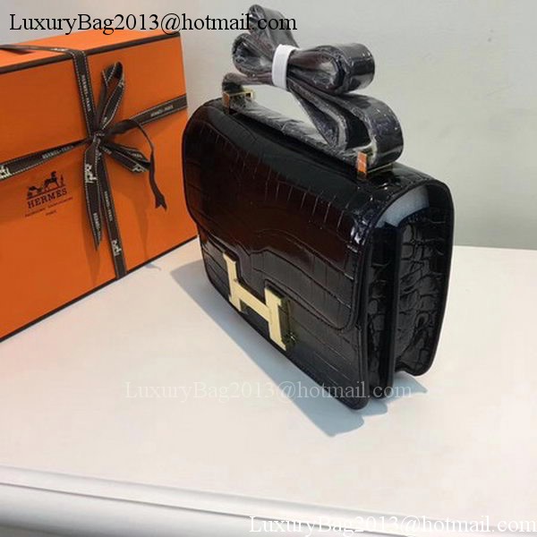 Hermes Constance Bag Croco Leather H9978C Black