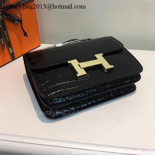 Hermes Constance Bag Croco Leather H9978C Black