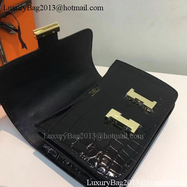 Hermes Constance Bag Croco Leather H9978C Black