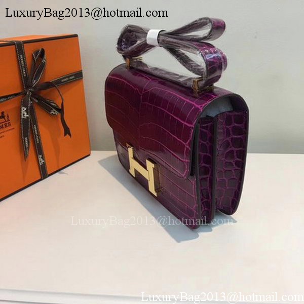 Hermes Constance Bag Croco Leather H9978C Purple