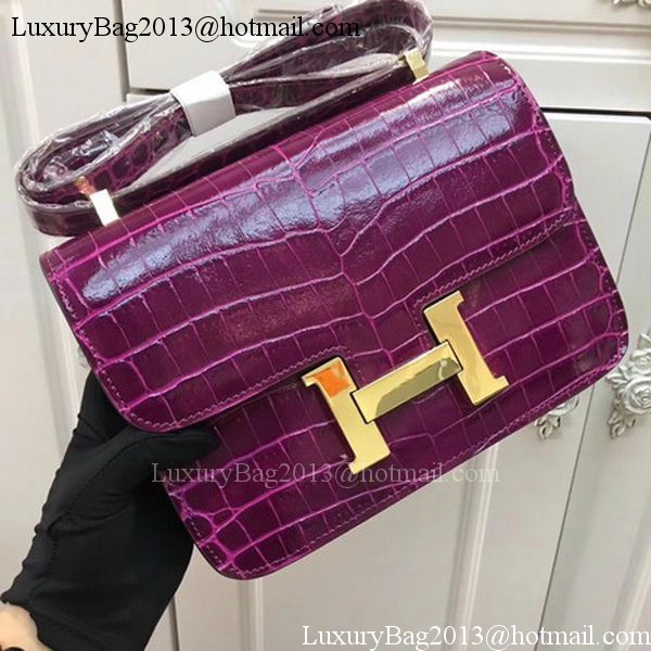 Hermes Constance Bag Croco Leather H9978C Purple