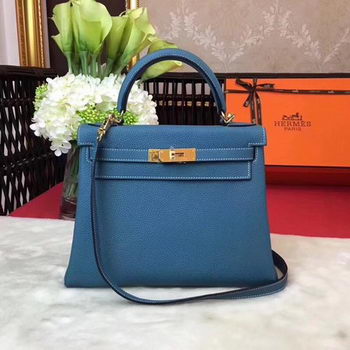 Hermes Kelly 32cm Shoulder Bag TOGO Leather KY32 Blue