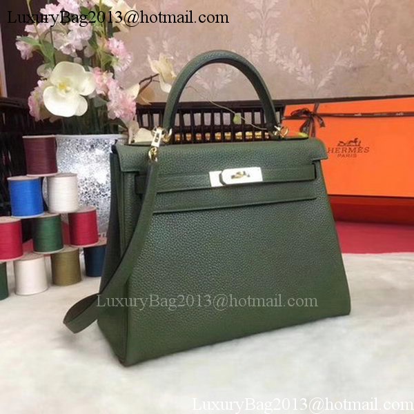 Hermes Kelly 32cm Shoulder Bag TOGO Leather KY32 Green