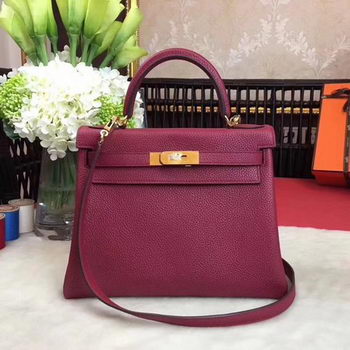 Hermes Kelly 32cm Shoulder Bag TOGO Leather KY32 Wine