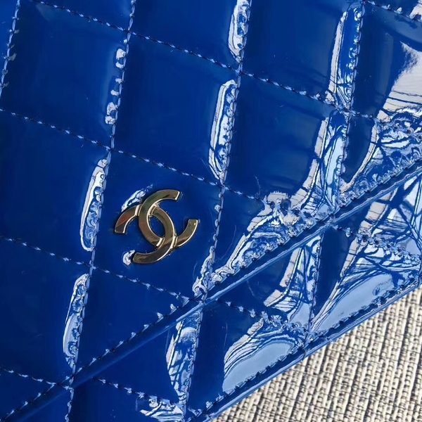 Chanel WOC Flap Bag Patent Leather A33814C Blue