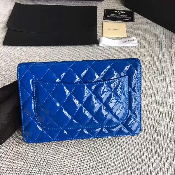 Chanel WOC Flap Bag Patent Leather A33814C Blue