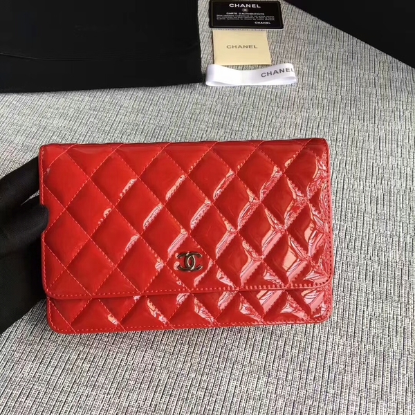 Chanel WOC Flap Bag Patent Leather A33814C Red