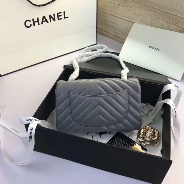 Chanel Classic Flap Bags Grey Original Sheepskin Leather 1116 Silver