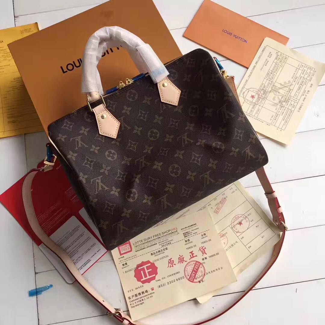 Louis Vuitton Monogram Canvas Speedy 30 with Shoulder Strap M40391