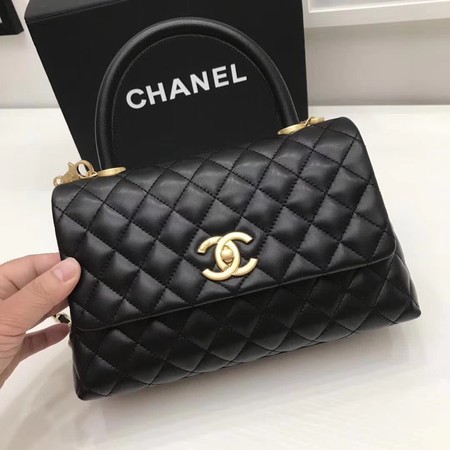 Chanel Classic Top Handle Bag Black Original Leather A92991 Gold