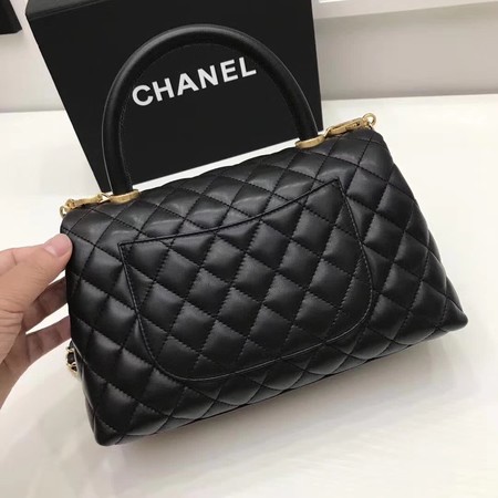 Chanel Classic Top Handle Bag Black Original Leather A92991 Gold