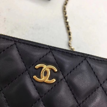 Chanel Shoulder Bag Black Sheepskin Leather CHA6845 Gold