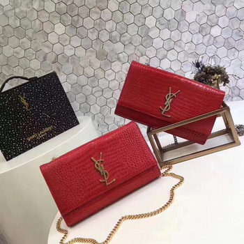 Saint Laurent mini Croco Leather Cross-body Shoulder Bag Y2811 Red