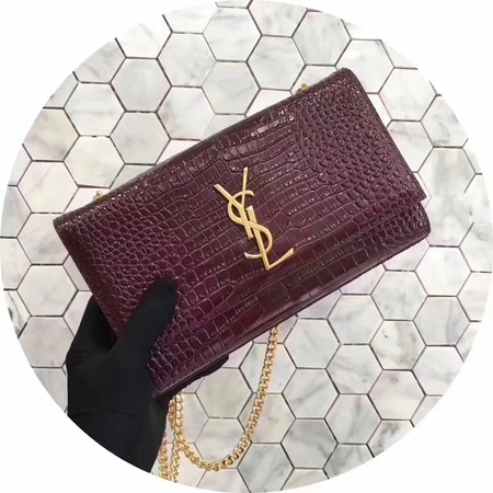 Saint Laurent mini Croco Leather Cross-body Shoulder Bag Y2811 Wine