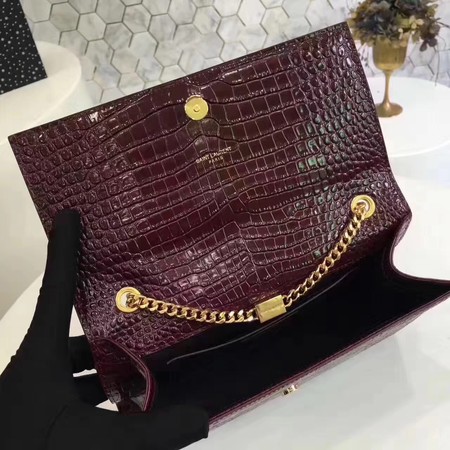 Saint Laurent mini Croco Leather Cross-body Shoulder Bag Y2811 Wine