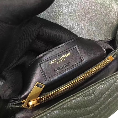 YSL Classic Monogramme Green Leather Flap Bag Y392737 Gold