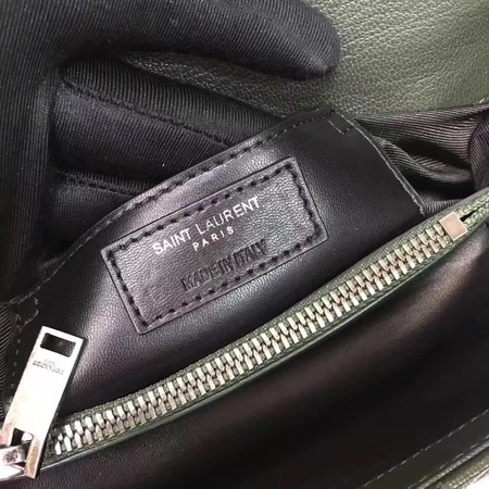 YSL Classic Monogramme Green Leather Flap Bag Y392737 Silver