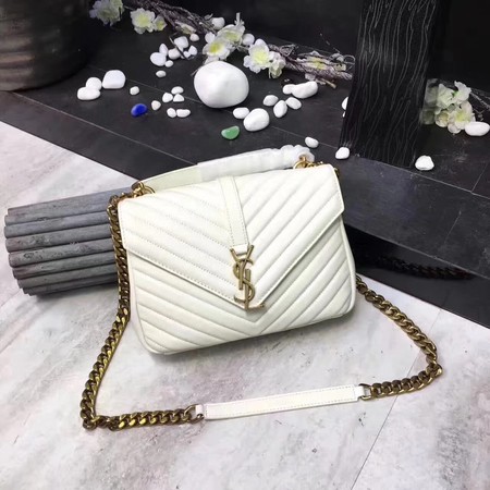 YSL Classic Monogramme White Leather Flap Bag Y392737 Gold